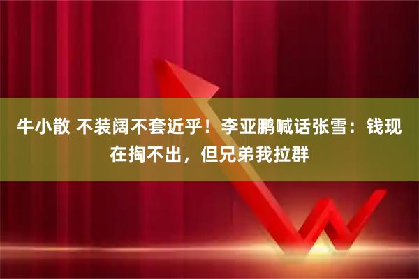 牛小散 不装阔不套近乎！李亚鹏喊话张雪：钱现在掏不出，但兄弟我拉群